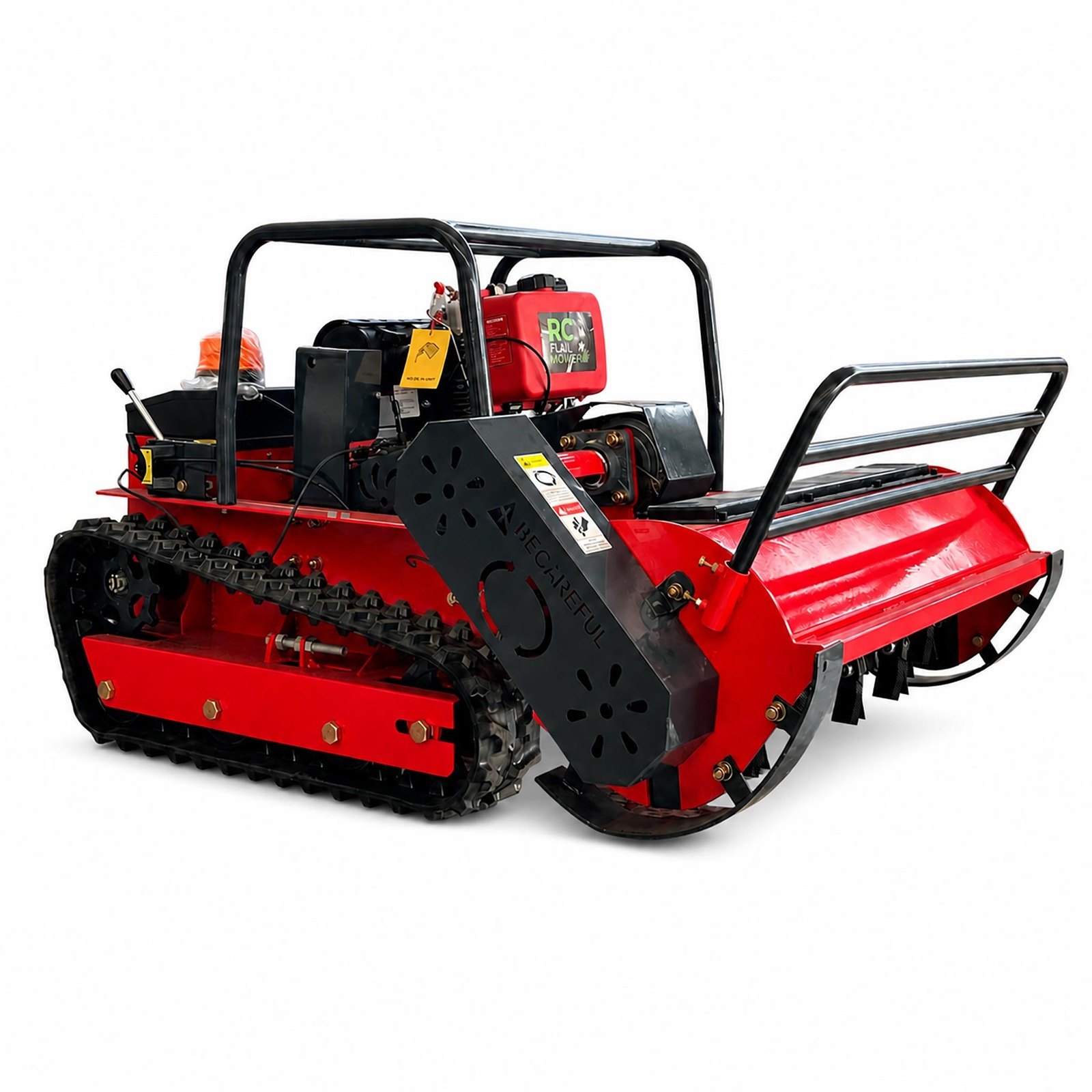 GST-1000 diesel hybrid tracked flail mower on white background