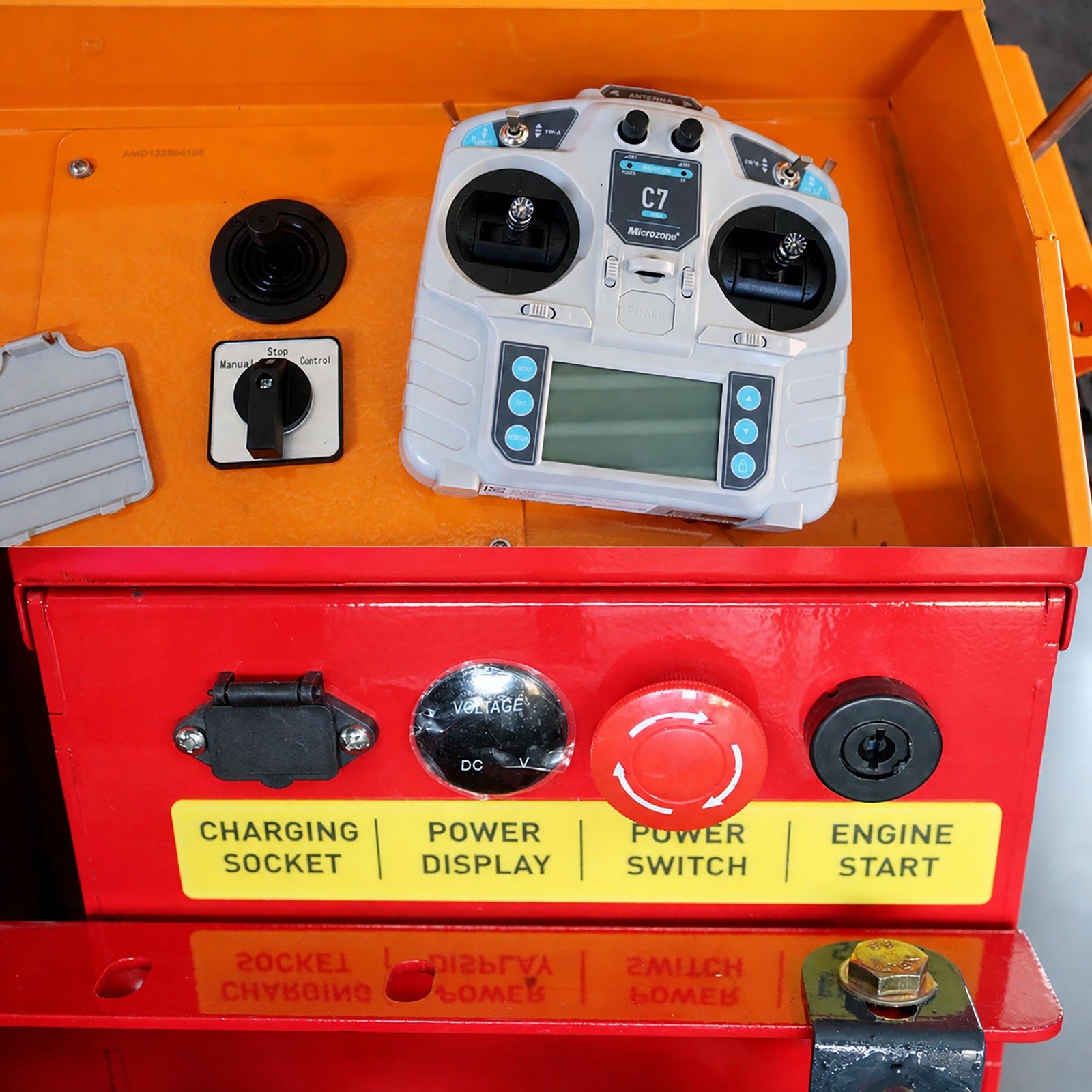 GST-1000 diesel hybrid tracked flail mower control panel detail