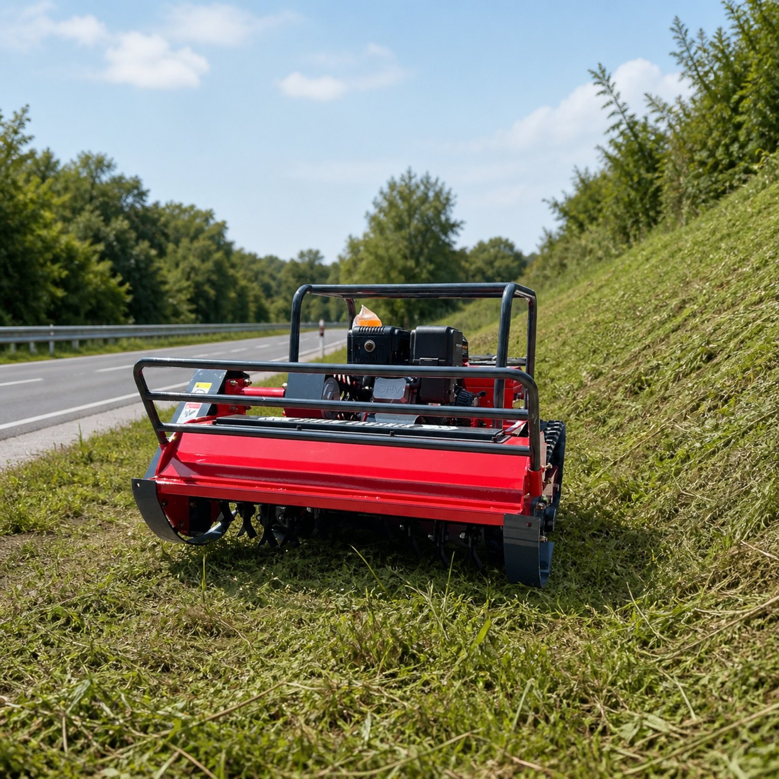 GST-1000 gasoline hybrid tracked flail mower working scene