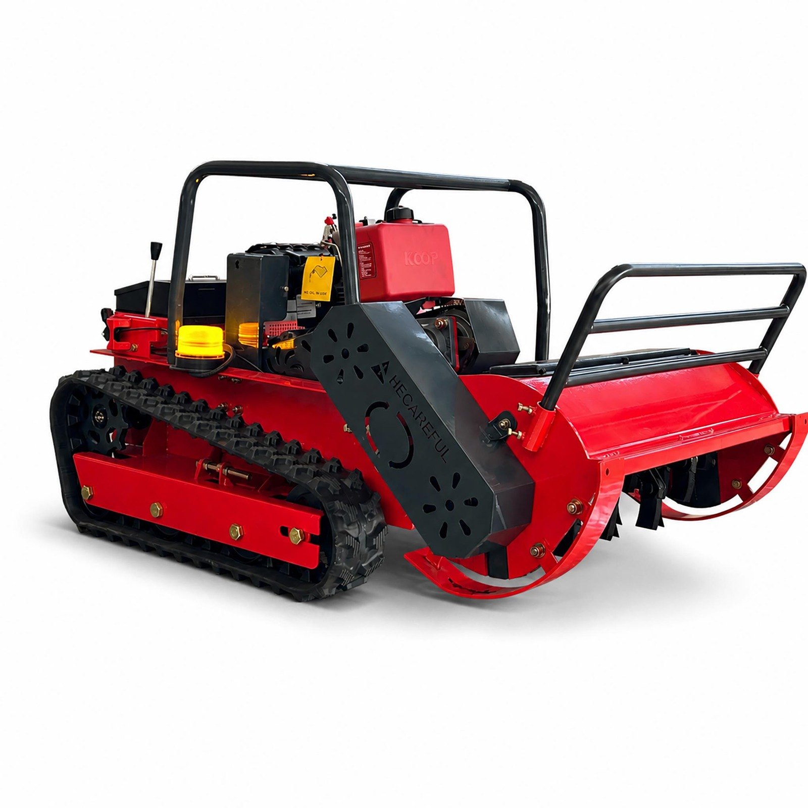 GST-800 diesel hybrid tracked flail mower on white background