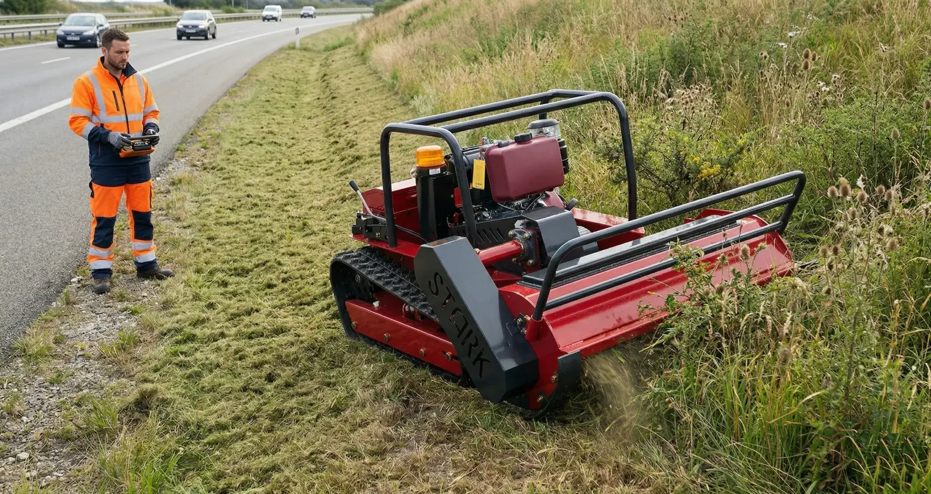 GREEN SHINE GST-1000 maintaining a roadside embankment