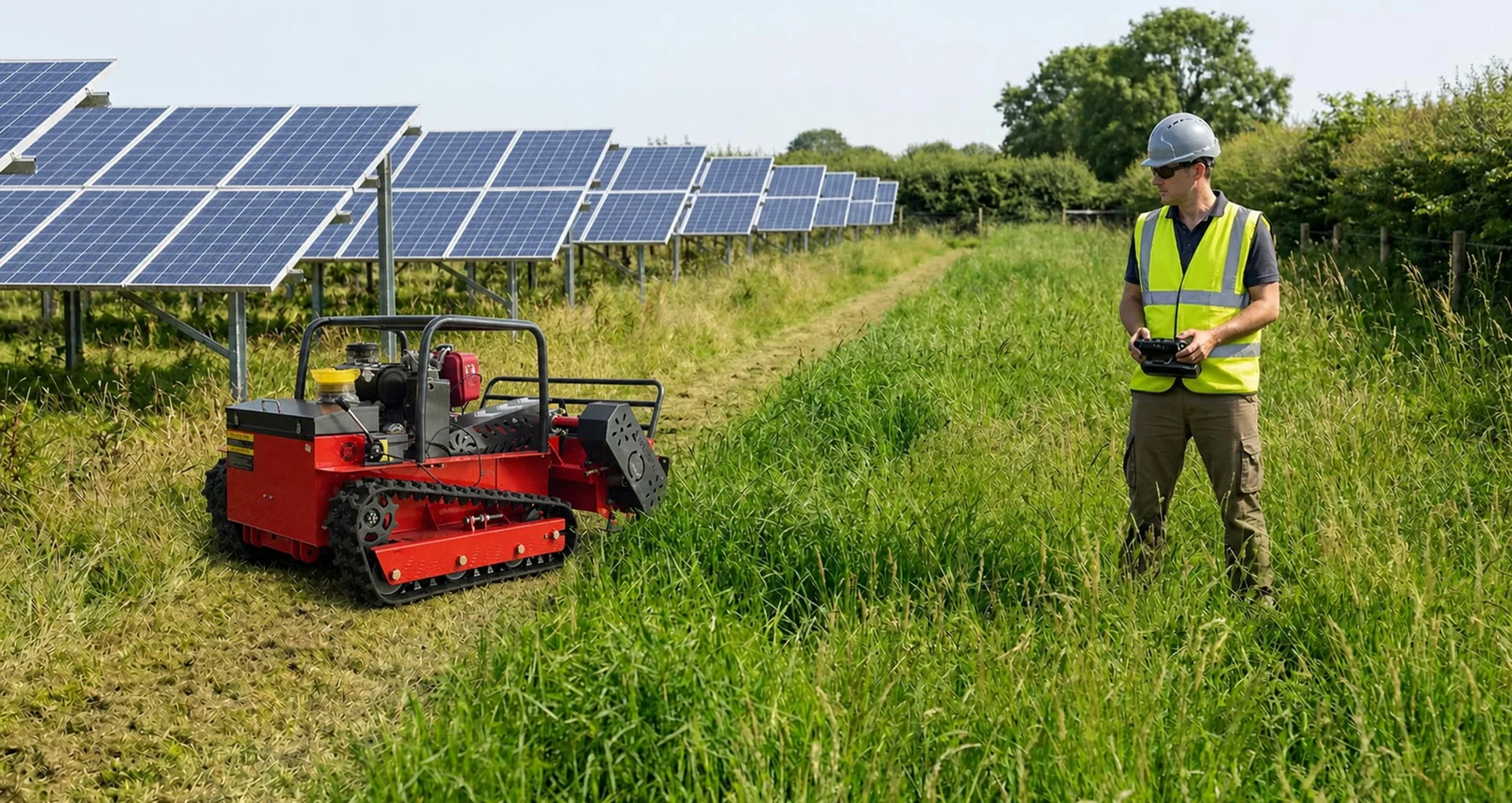 GREEN SHINE GST-1000 maintaining a solar park service lane