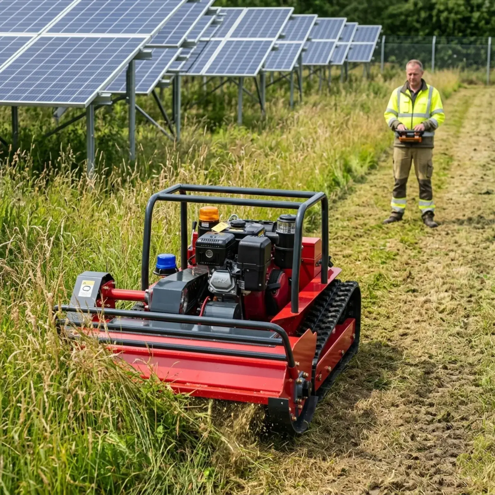 GREEN SHINE GST-1000 maintaining a solar park service lane